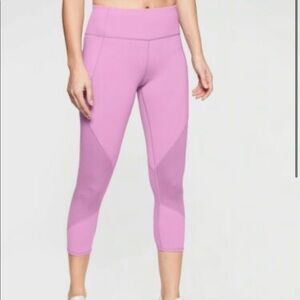 Athleta Violet Mesh Contender Capri Leggings Size XS Zip Pockets Running